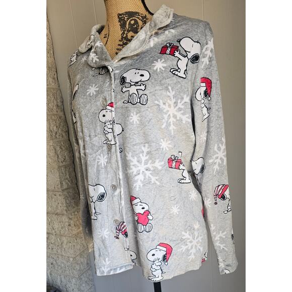 Munki Munki Peanuts Munki Munki Snoopy Winter Holiday Pajama PJS Top, Sz M - Picture 1 of 10